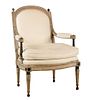 Louis XVI Painted and Carved Beechwood Fauteuil