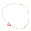 HERMES H CUBE METAL PINK SILVER NECKLACE
