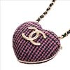 CHANEL TWEED HEART CHAIN NECKLACE