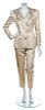 An Oscar de la Renta Gold Brocade Pant Suit, Both Size 6.