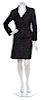 A Chanel Black Cotton Boucle Belted Skirt Suit, Skirt Size 42, Jacket and Belt Size 40.