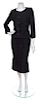 A Chanel Black Pique Skirt Suit, Size 38.