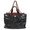 CHANEL COCO MARK LEATHER TOTE BAG
