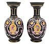 A Pair of Continental Painted Porcelain Vases Height 16 1/2 inches.