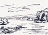 H. WINGLER (1896-1981), Natural landscape with raft on stream,  1962, Felt-tip pen