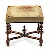 A William and Mary Style Walnut Stool Height 18 inches.