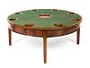 A George III Mahogany Flip-Top Low Game Table Height 19 x diameter of top 46 inches.