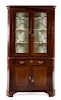 * A George III Style Mahogany Corner Cabinet Height 84 1/4 x width 45 1/2 x depth 29 inches.