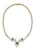 Ladies Emerald And Diamond Necklace, H 1.5" L 16" 34.6g