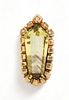 Tourmaline, Diamond & 14k Yellow Gold Pendant, Chevron Design, W 0.75" L 1.5" 14g