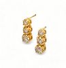 Pair of 14kt Yellow Gold & Diamond Earrings, L 0.75" 3g