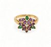 Amethyst, Emerald, Diamond & 14k Yellow Gold Ring, 5g Size: 6.75