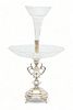 Silver Plate And Cut Glass Epergne Centerpiece Ca. 19th.c, H 21" Dia. 12"