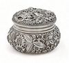 Jenkins & Jenkins Inc. (Baltimore, 1908-15) Sterling Silver Round Covered Repousse Box #665 H 3" Dia. 4" 5.7t oz