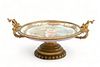 French Louis XVI Style Porcelain And D'ore Bronze Centerpiece Compote Ca. 1880-1900, H 6.5" W 15.5"