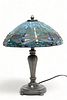 Dragonfly Style Blue Leaded Glass Table Lamp H 18" Dia. 14"
