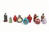 Chinese Snuff Bottle Collection: Overlay, Cinnebar, Cloisonee, Crystal, Stone H 3" 10 pcs