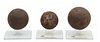 Three Revolutionary War Era Cast Iron Cannonballs, Dia. 3" to 3.75"