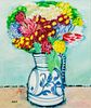 Maite Delteil (French, B. 1933) Oil on Canvas, "Floral Still Life", H 21.75" W 18"