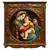 After Raphael Painting on Porcelain, Madonna of the Chair Dia. 12"