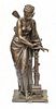 Etienne Henri Dumaige (French, 1830-1888) Bronze Sculpture Ca. 1880-1900, "Vestal Virgin Protecting the Eternal Flame of Rome", H 18.5"