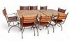Charleston Forge Legacy Iron And Leather Arm Chairs And Tables 10 Pieces H 30" W 42" L 42"