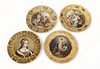 Royal Vienna Porcelain (Austrian) Hand Painted And Fired Gold Plates, Dia. 9.5" 4 pcs
