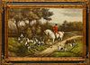 Bearing the Signature "MIlls" Oil on Canvas,  21st C., "Hunt Scene", H 40.5" W 59.25"