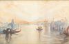 Felix Francois Georges Philibert Ziem (French, 1821-1911) Watercolor on Paper, "Venetian Scene", H 9" W 14"