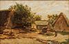 Jean Marc Dunant-Vallier (Swiss, 1818-1888) Oil on Canvas, "Farm Scene", H 12.25" W 15.5"