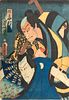 Utagawa Kunisada (Toyokuni Iii) (Japanese, 1786-1864) Woodblock Print, Ca. 19th C., "Kabuki Play, Honcho Nijushiko", H 14" W 9.5"