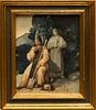 V. DeCallus, Watercolor  1836, "Monks Digging Graves", H 9.5" W 7"