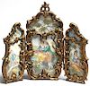 French Rococo-Style Brass Triptych Frame