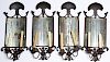 Set of 4 Arts & Crafts Mirrored Sconces
