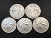 Group of 5 1972 Bahamas Two-Dollar Sterling Silver Flamingo Coin