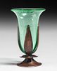Roycroft Hammered Copper & Steuben Glass Flared Vase c1920s