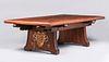 Bernard Maybeck Hand-Carved & Painted Walnut Table 1909