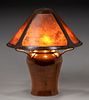 Early Dirk van Erp Hammered Copper & Mica Milkcan Lamp c1908-1909