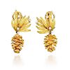 A Pair of Gold and Diamond Pine Cone Earrings