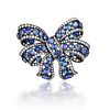 A Diamond and Sapphire Bow Pin