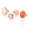 Lot of Four Gold and Coral Rings