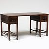 Chinese Style Stained Hardwood Pedestal Desk, Modern