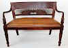 Mahogany bench with leather seat