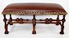 Mahogany backless leather bench