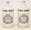 2 French porcelain apothecary jars