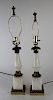 Pair of vintage white marble lamps