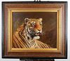 Oil on canvas depicting tiger