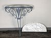 DEMI LUNE MARBLE TOPPED WROUGHT IRON TABLE
