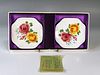 2 BRITE STAINLESS STEEL HAND PAINTED FLORAL DISHES IN BOX