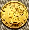 1880 Liberty Head $5 Gold